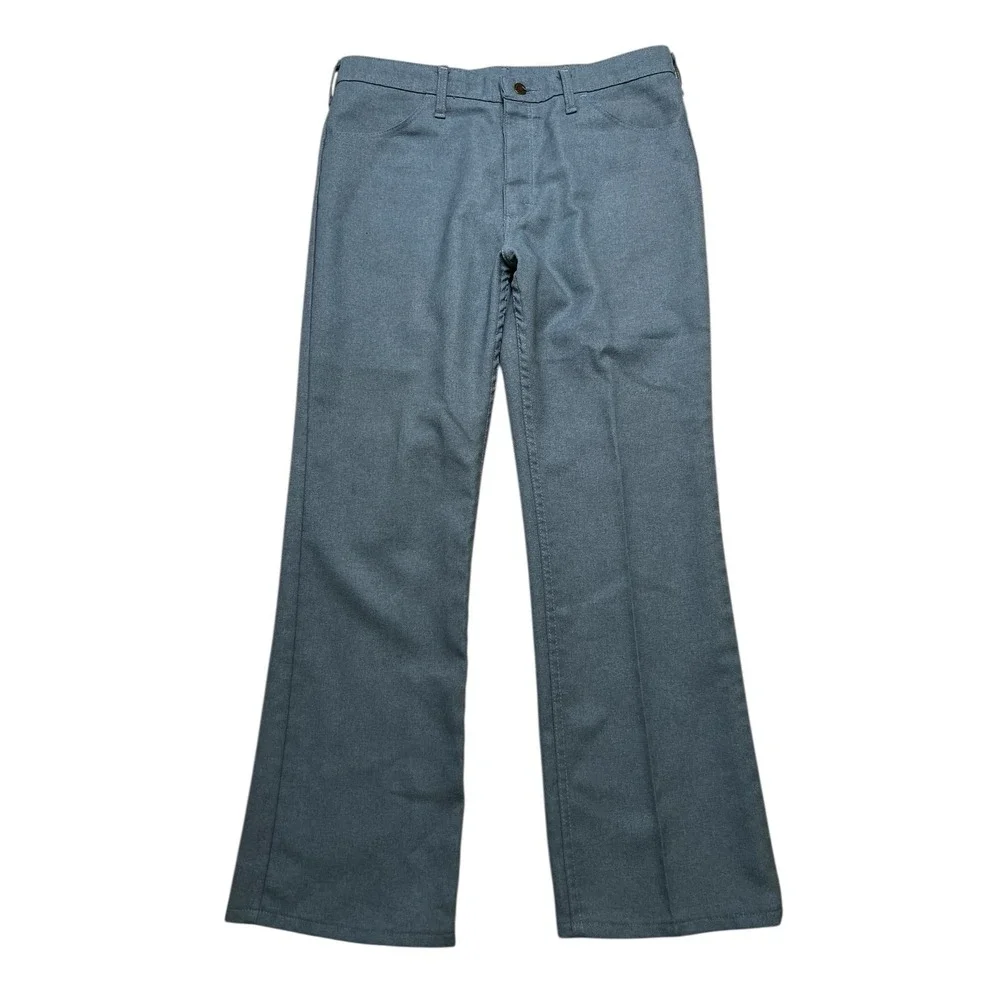 Wrangler Pants Mens 36x30 Blue Regular Fit Vintage Western Polyester Trousers - Picture 1 of 9